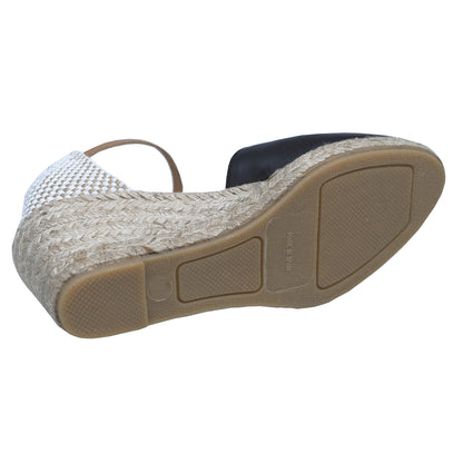 Wonders Lis : Espadrilles à plateforme en cuir noir pour femme – Élégance et confort YD-SI9