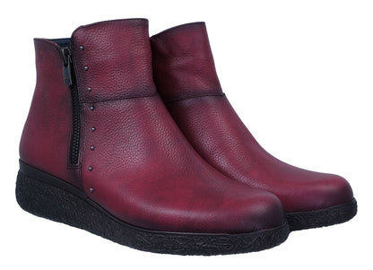 Dorking: Women's Burgundy Leather Wedge Ankle Boots D8571