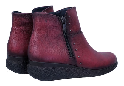 Dorking: Women's Burgundy Leather Wedge Ankle Boots D8571