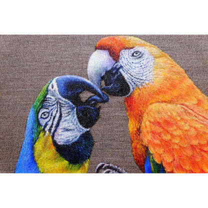 Anastasia Woron: "Two Macaws in Love" – Oil 73x54 cm (2022)