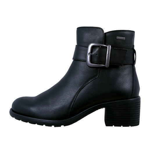 Fluchos Galit: Botines Para Mujer Con Tacón Piel Impermeables Negro Piel F2315