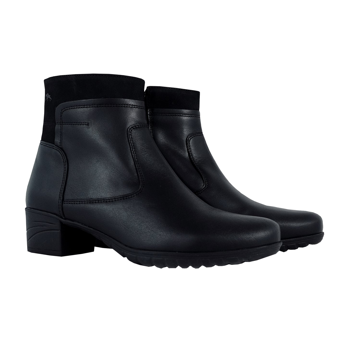 Fluchos Charis: Women's Comfort Leather Ankle Boots in Black 9810