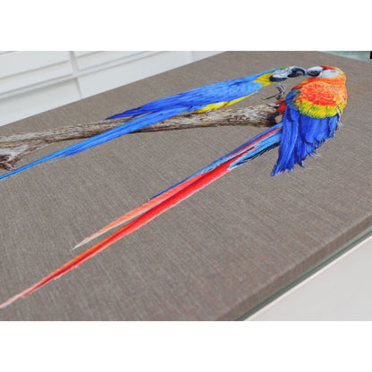 Anastasia Woron: "Two Macaws in Love" – Oil 73x54 cm (2022)