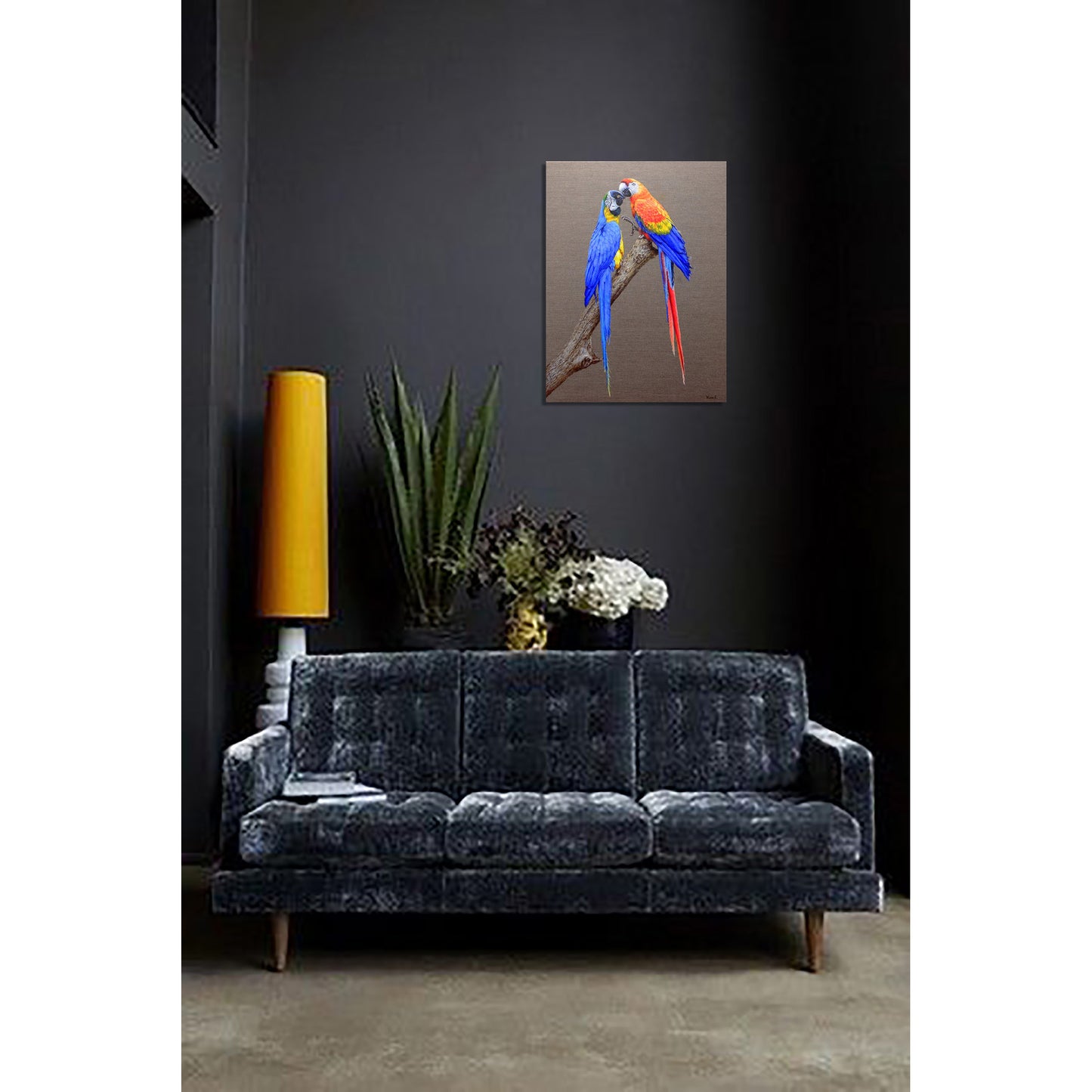 Anastasia Woron: "Two Macaws in Love" – Oil 73x54 cm (2022)