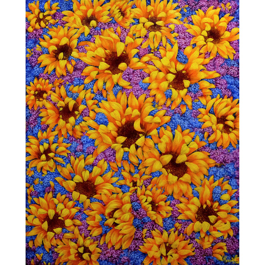 Anastasia Woron: "Girasoles con Lilas" – Óleo 40x50 cm (2022)