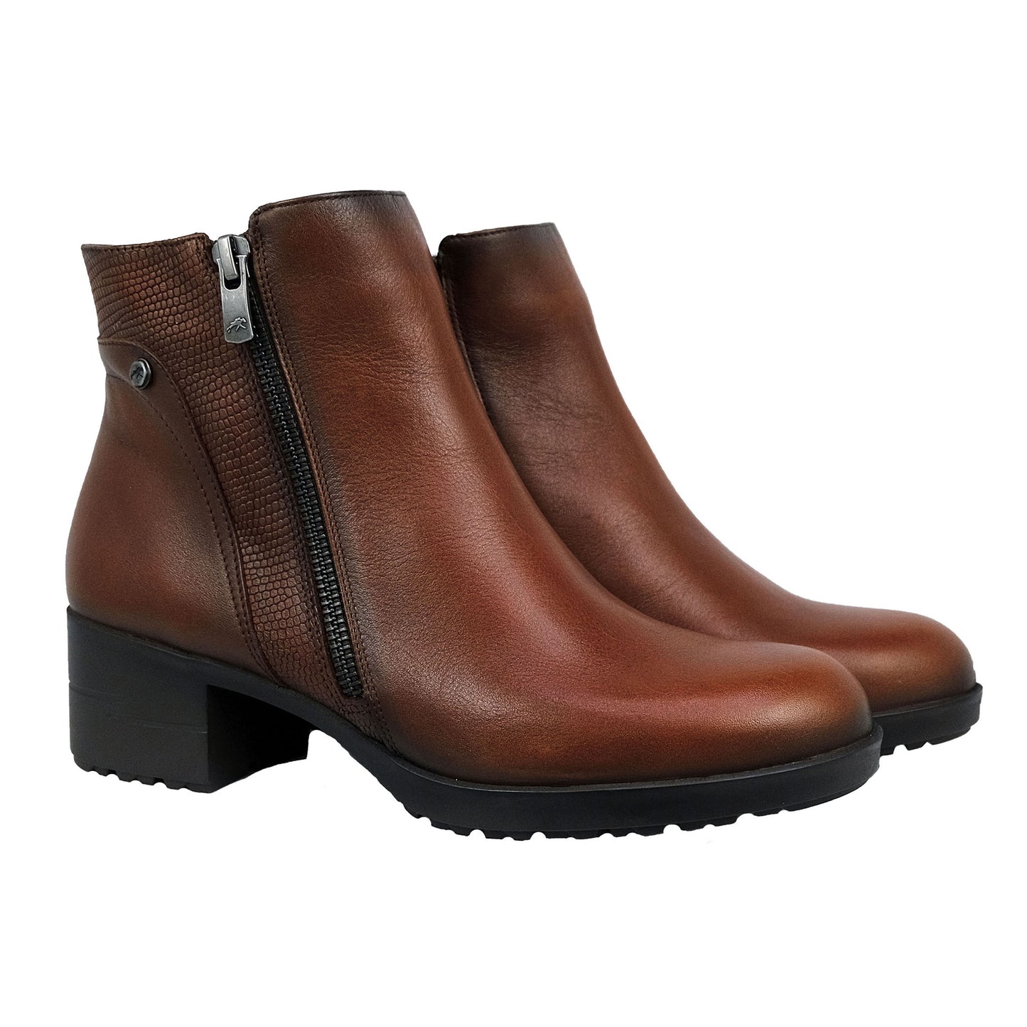 Fluchos Aliss: Botines Para Mujer Con Tacón Marrón Piel F1367