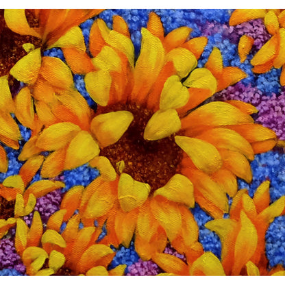Anastasia Woron: "Girasoles con Lilas" – Óleo 40x50 cm (2022)