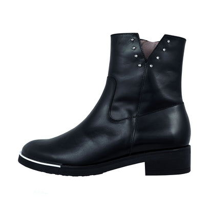 Wonders – Bottines confortables en cuir pour femmes, noires : C5437