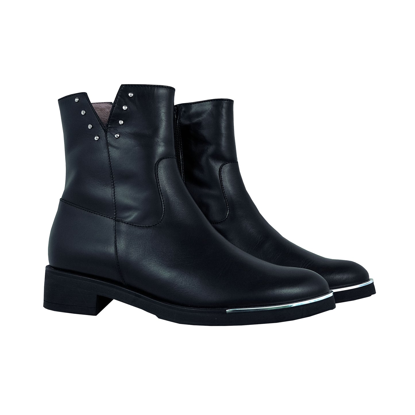 Wonders – Bottines confortables en cuir pour femmes, noires : C5437