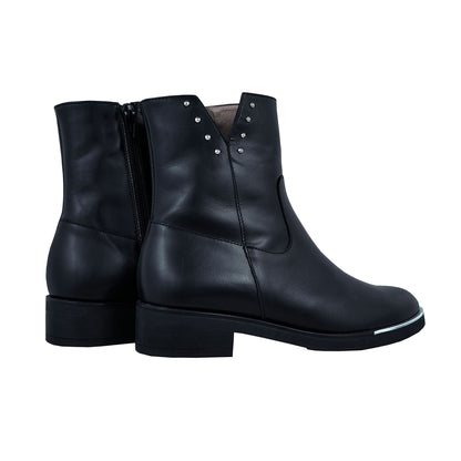 Wonders – Bottines confortables en cuir pour femmes, noires : C5437