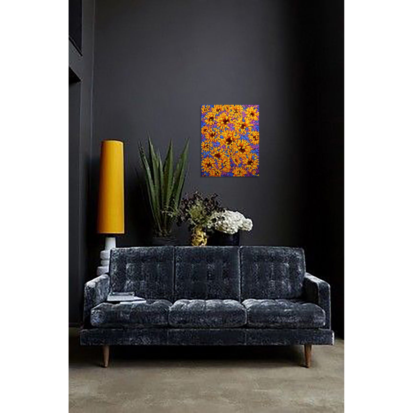 Anastasia Woron: "Girasoles con Lilas" – Óleo 40x50 cm (2022)