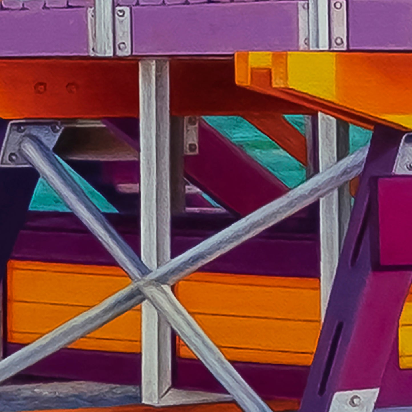 Anastasia Woron - Original Signed Oil Painting 2025: Miami Lifeguard Tower 81x65cm