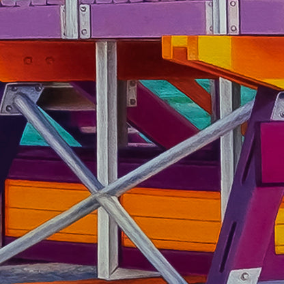 Anastasia Woron - Original Signed Oil Painting 2025: Miami Lifeguard Tower 81x65cm