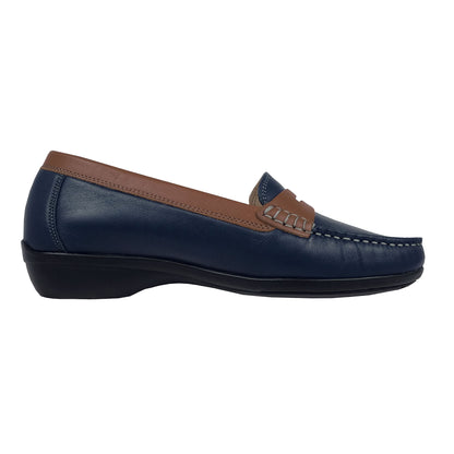Fluchos Aduna: Mujer Mocasín Piel Flexible Azul F1921