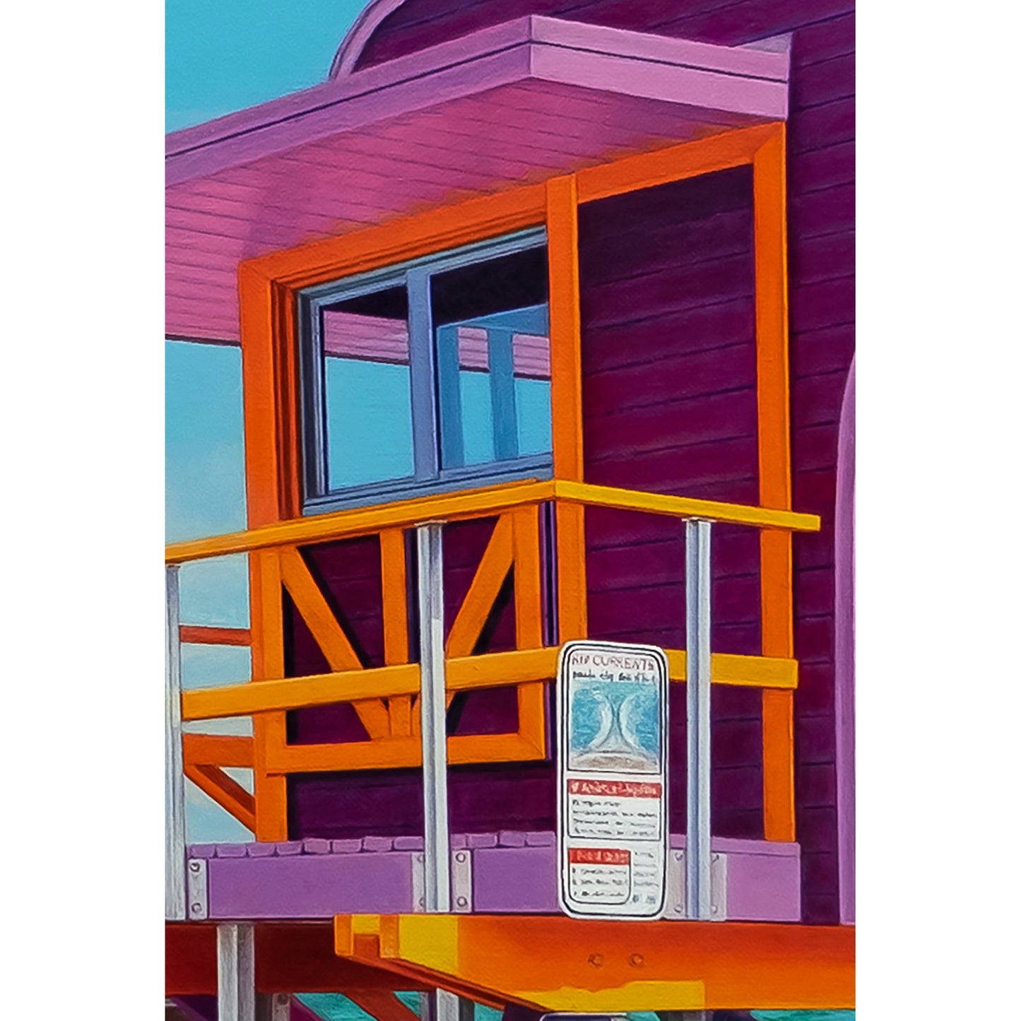 Anastasia Woron - Original Signed Oil Painting 2025: Miami Lifeguard Tower 81x65cm