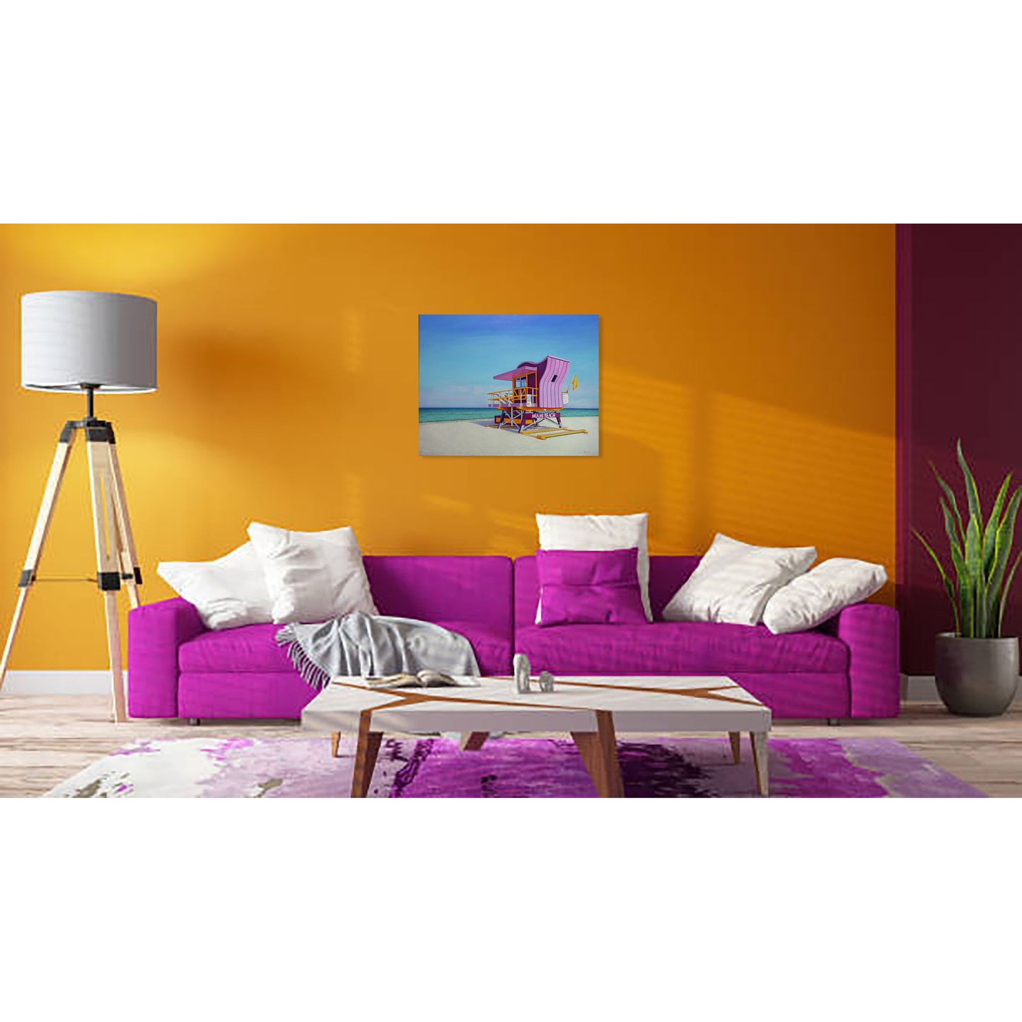 Anastasia Woron - Original Signed Oil Painting 2025: Miami Lifeguard Tower 81x65cm