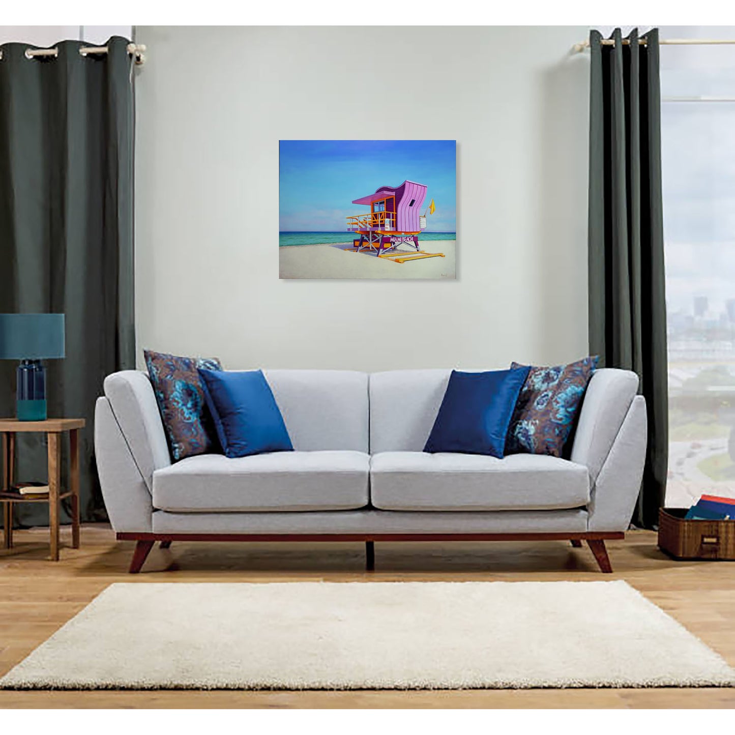 Anastasia Woron - Original Signed Oil Painting 2025: Miami Lifeguard Tower 81x65cm