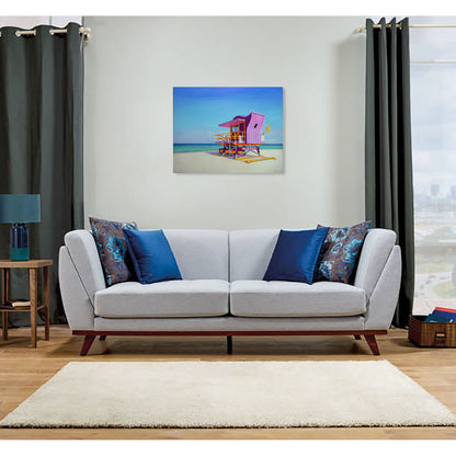 Anastasia Woron - Original Signed Oil Painting 2025: Miami Lifeguard Tower 81x65cm