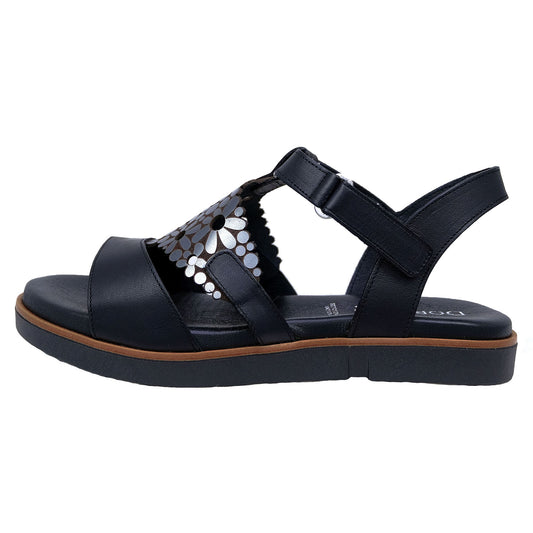 Dorking D8732: Exclusive Design Black Leather Sandals for Women