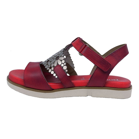 Dorking D8732: Sandalias Negras de Piel para Mujer Diseño Exclusivo Rojo