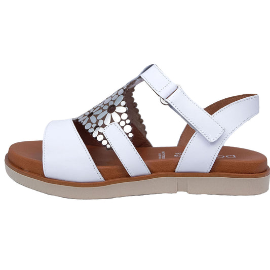 Dorking D8732: Exclusive Design Women's Black Leather Sandals White