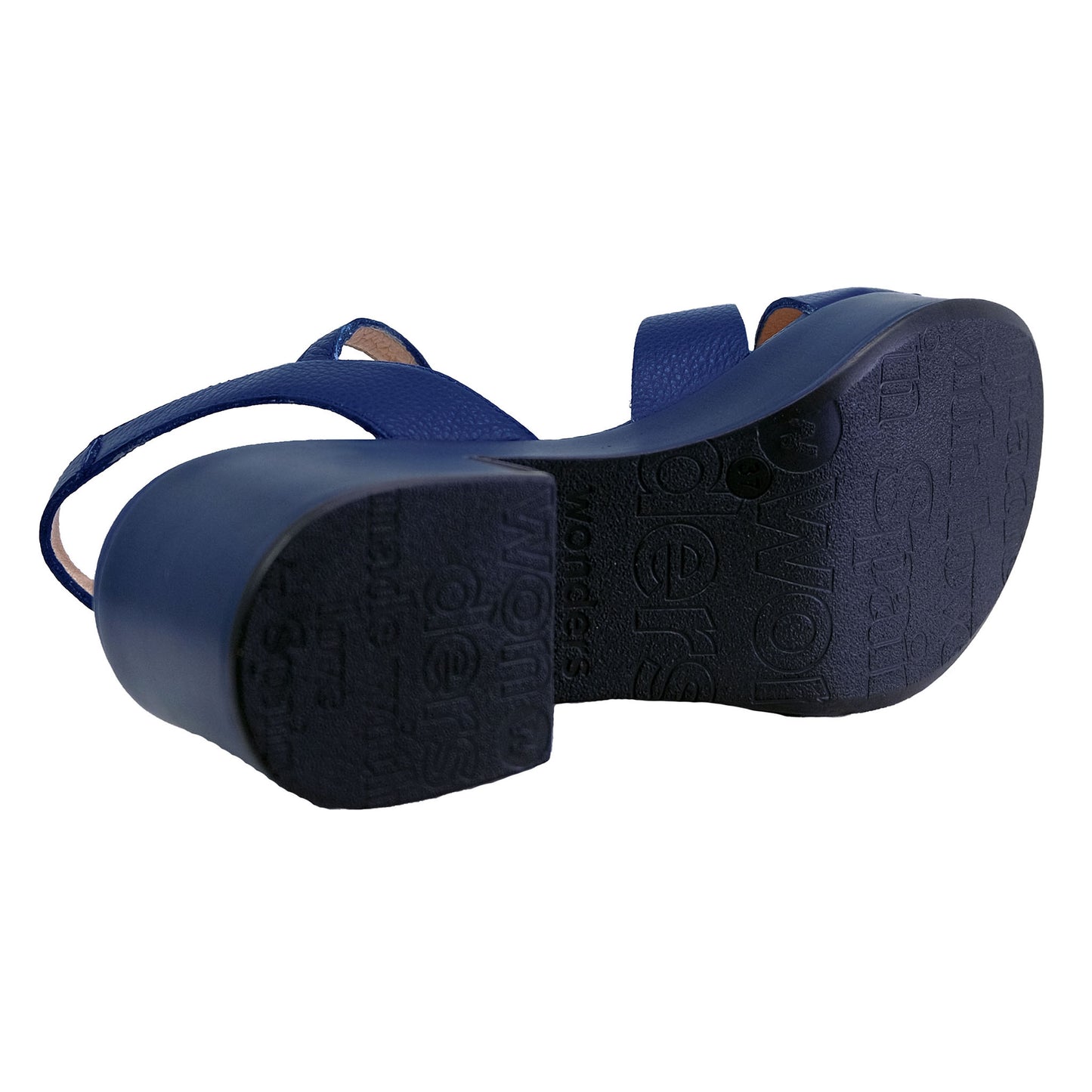 Wonders D-8810: Women's Blue Leather Platform Sandal
