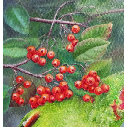 Anastasia Woron: "A Very Friendly Parrot" – Original Oil Painting 40x30 cm (2022)