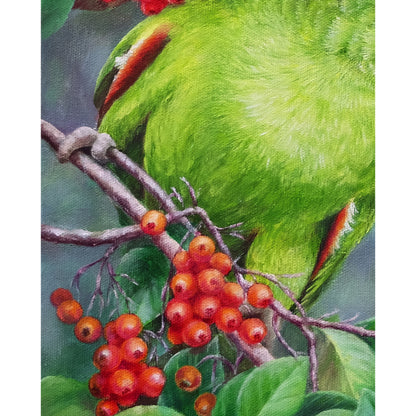 Anastasia Woron: "A Very Friendly Parrot" – Original Oil Painting 40x30 cm (2022)