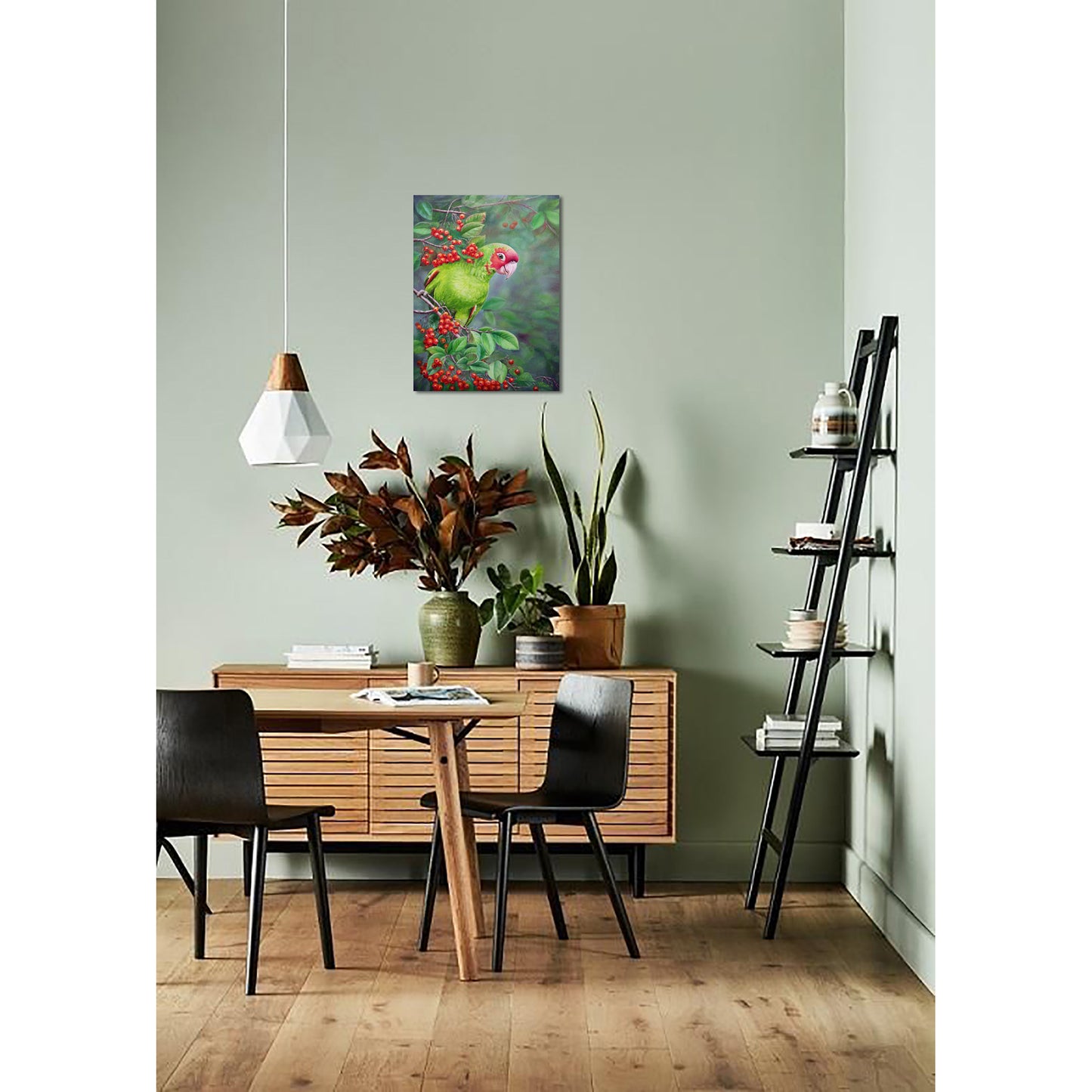 Anastasia Woron: "A Very Friendly Parrot" – Original Oil Painting 40x30 cm (2022)