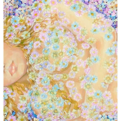 Detalle floral sobre la figura en She Is a Flower de Anastasia Woron