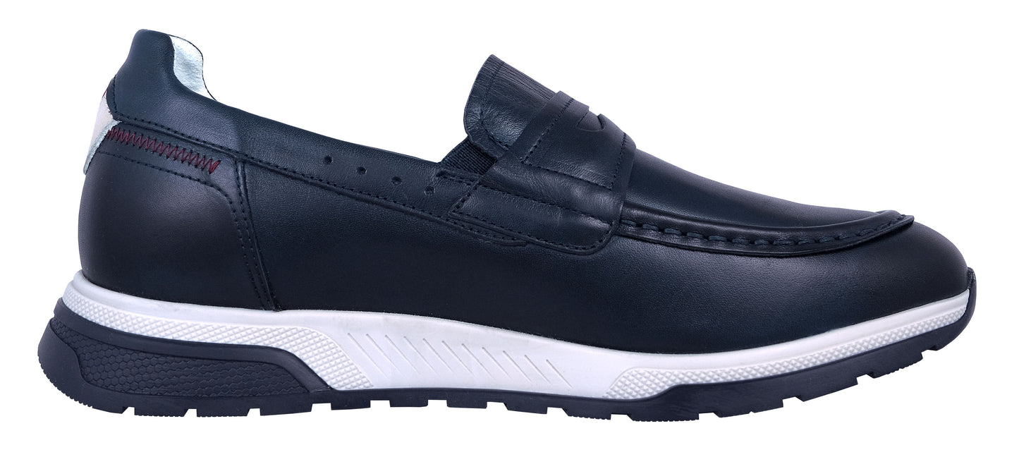 Fluchos Enzo : Mocassins en cuir bleu pour homme F1775