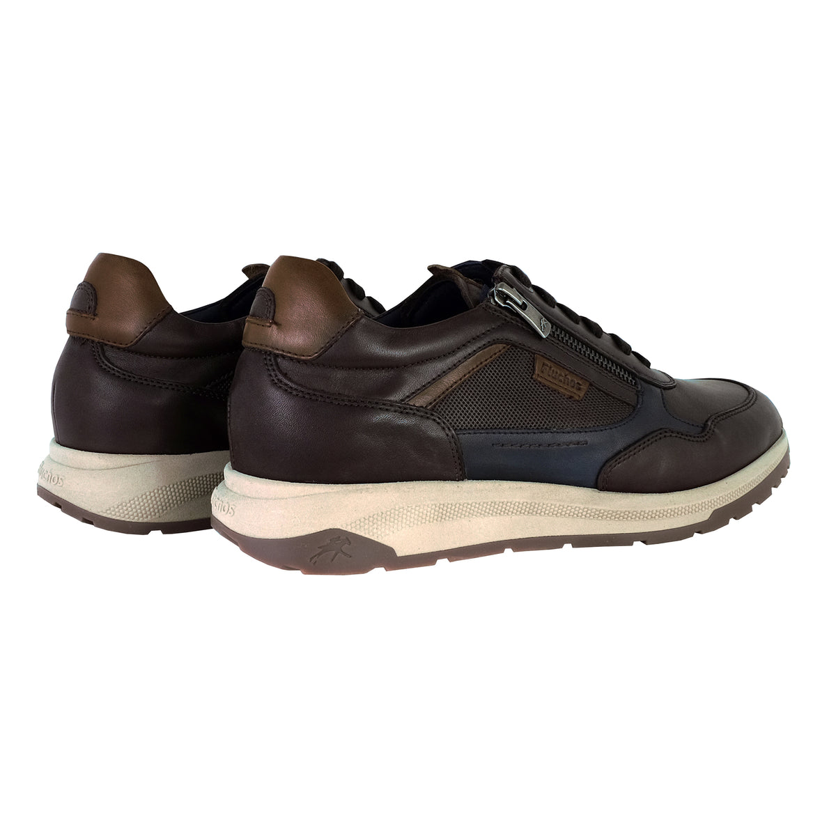 Fluchos Karter F2530 zapatillas hombre marrón castaño piel - pareja vista trasera