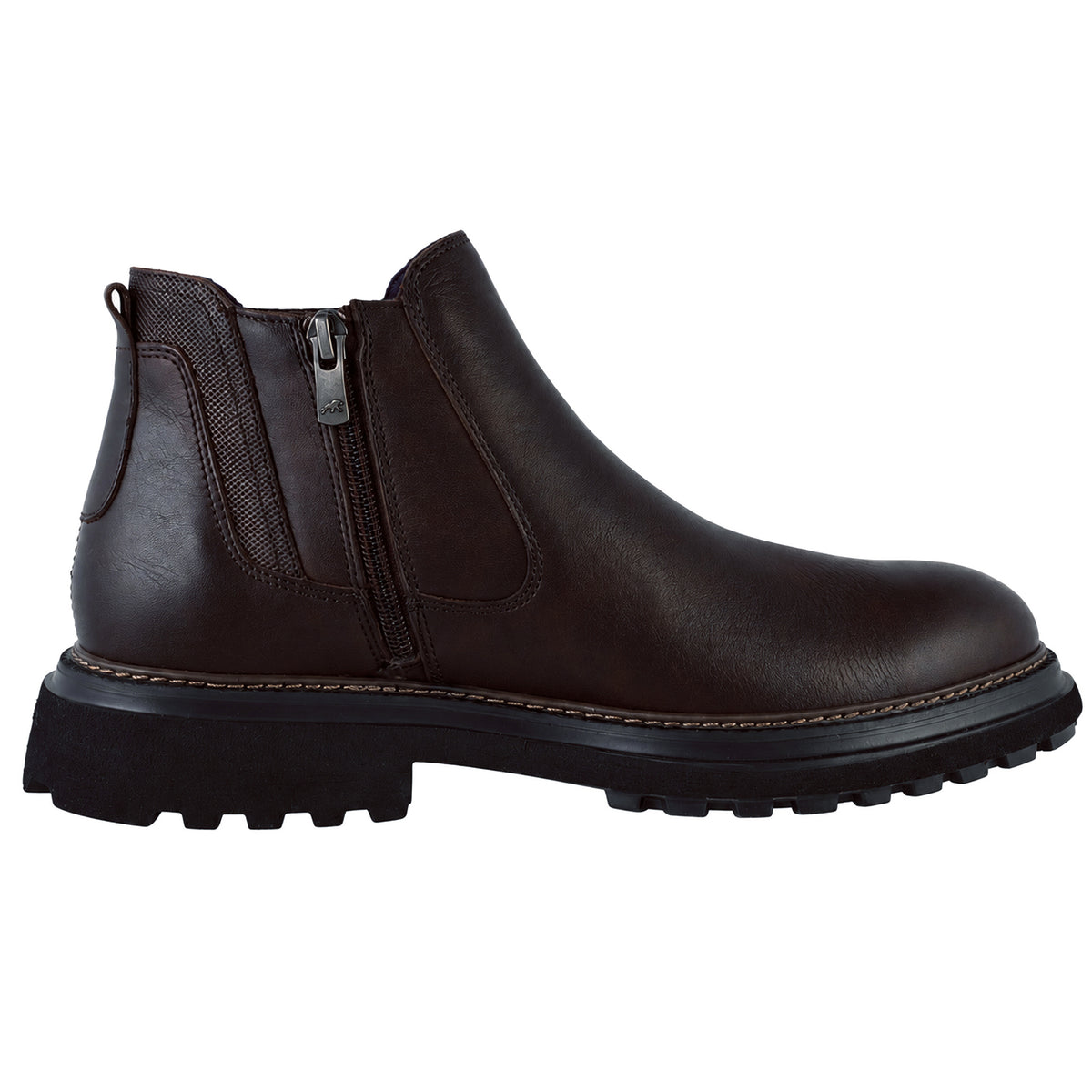 Fluchos Lincon F2057 botines hombre marrón piel - lateral interior con cremallera