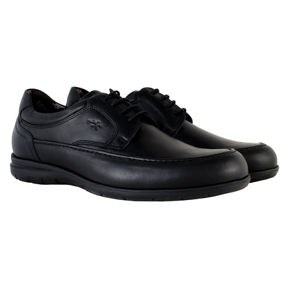 Fluchos Luca 8498 zapatos hombre negro piel vista delantera del par