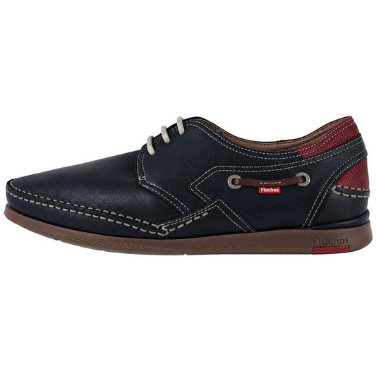 Fluchos Mariner: Scarpe da barca da uomo in pelle blu 9884 – vista laterale esterna