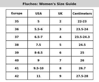 Guía de tallas Fluchos mujer