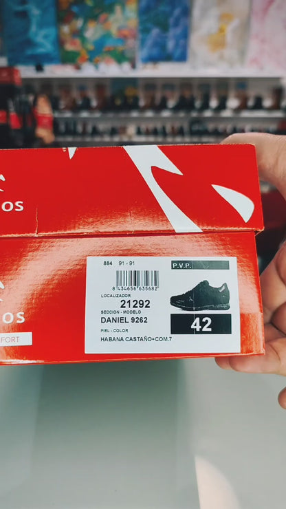 Fluchos Daniel : Chaussures en cuir pour homme avec semelles amovibles, noir 9262