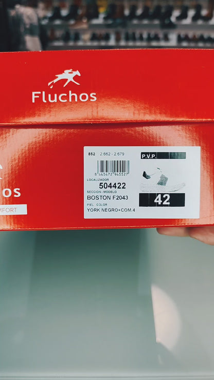 Fluchos Boston: Men's Black Leather Sneakers F2043