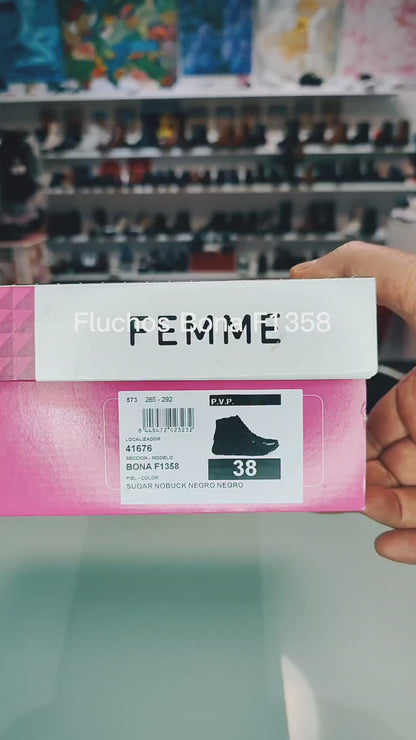 Fluchos Bona: Botines Para Mujer Con Plataforma Negro F1358