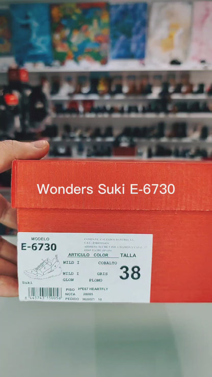 Wonders Suki : Chaussures décontractées compensées en cuir léger multicolore E-6730