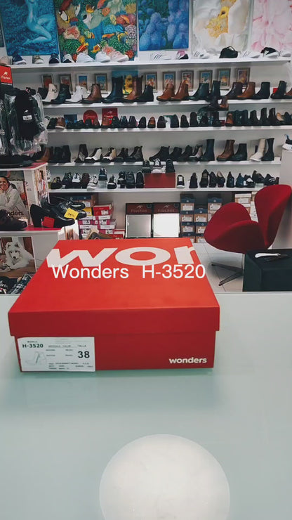 Wonders : Bottines à talon pour femmes, cuir noir H-3520