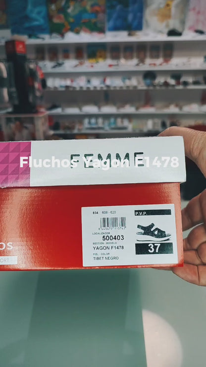Fluchos Yagon: Sandalias Mujer Piel Plantilla Extraíble Negro F1478