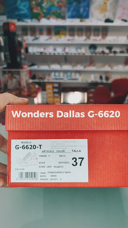 Wonders Dallas : Baskets compensées pour femmes en cuir beige G-6620