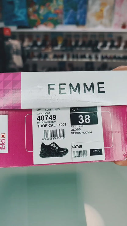 Fluchos Tropical – Zapatos de Piel Mujer Confort Negro: F1007