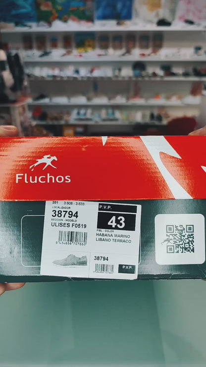 Fluchos Ulises: Men's Blue Leather Shoes with Removable Insoles F0519