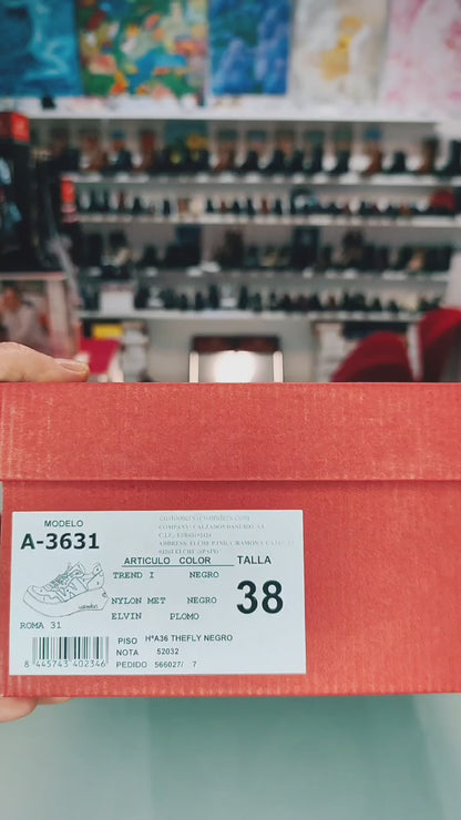 Wonders Roma : Chaussures à plateforme pour femme en cuir noir A-3610