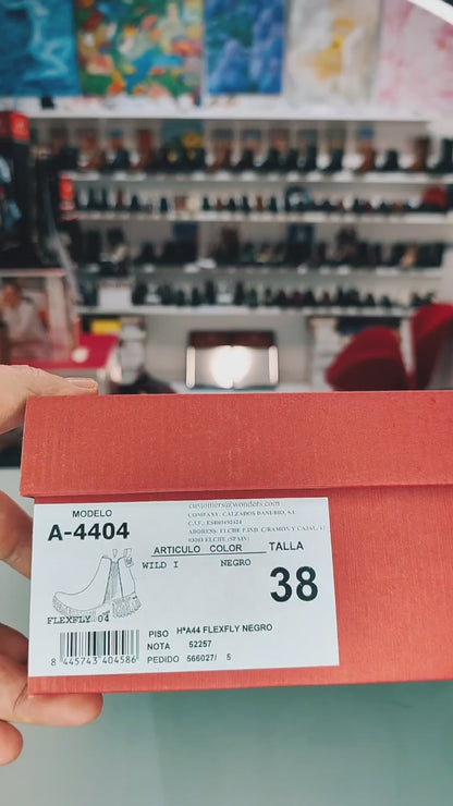Wonders Flexfly – Botines Mujer Plataforma Negro Piel: A-4404