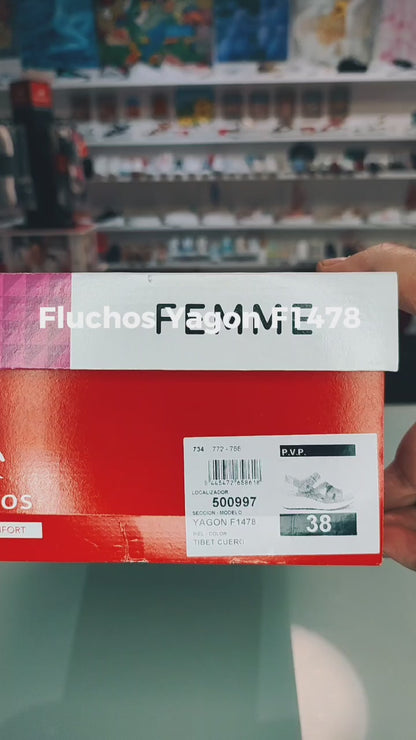 Fluchos Yagon: Sandalias Mujer Piel Plantilla Extraíble Marrón F1478