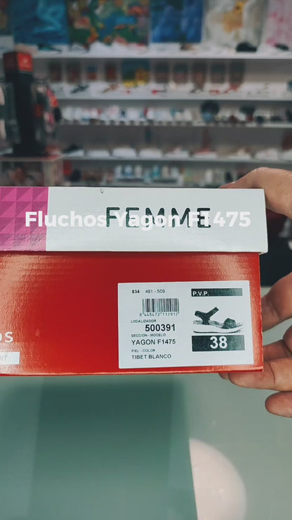 Fluchos Yagon: Sandalias Mujer Piel Plantilla Extraíble Blanco F1475
