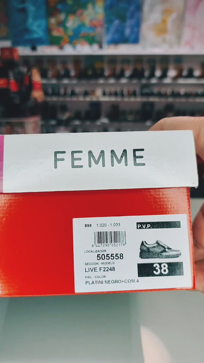 Fluchos Live – Zapatillas Mujer Piel Negra Confort: F2248